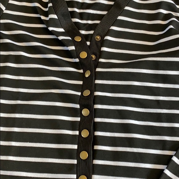 Black with white stripes snap front cardigan - Picture 3 of 9